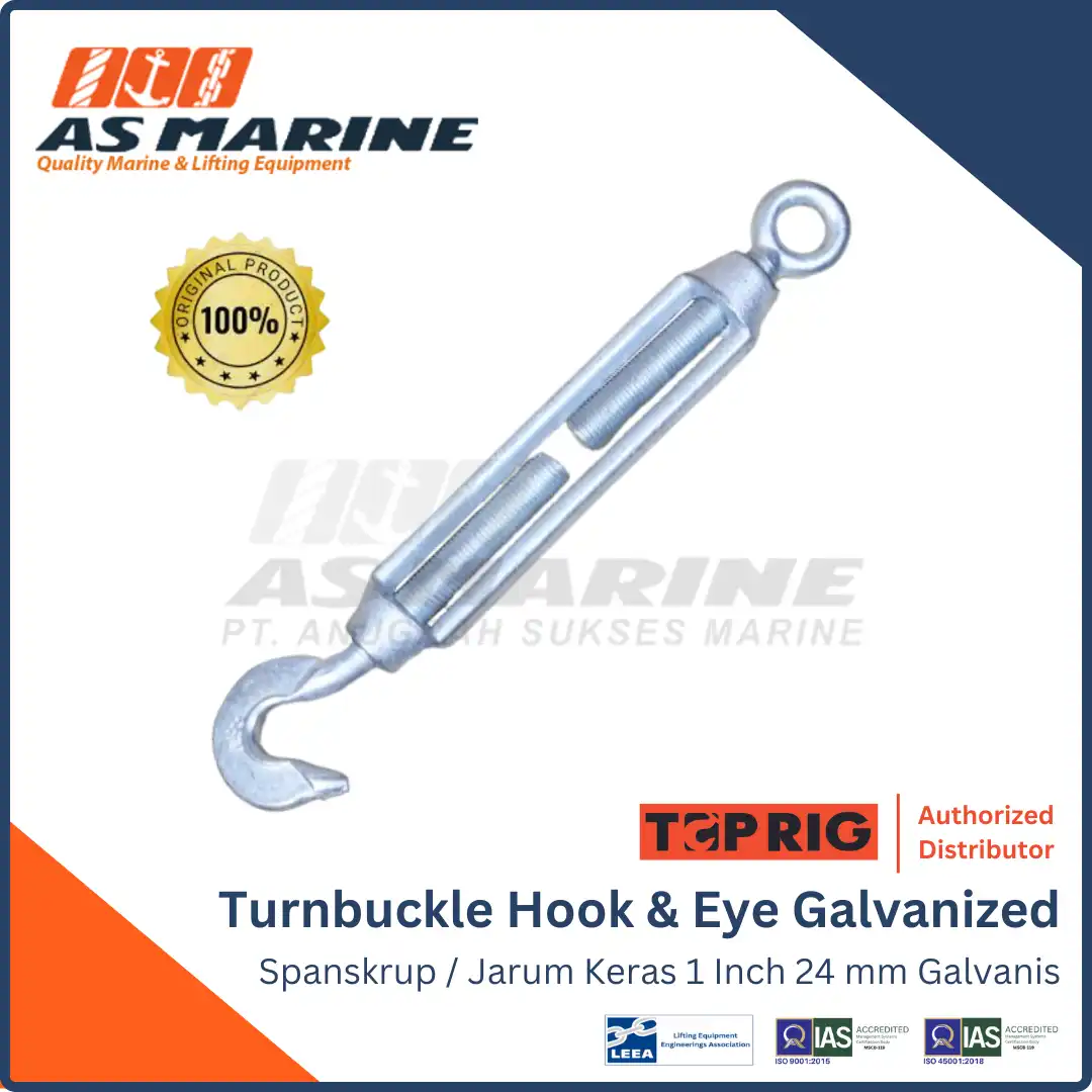 Toprig Turnbuckle / Spanskrup Hook to Eye Galvanized 1 Inch